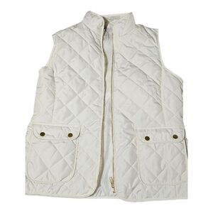 St John's Bay Quilted Ivory Vest with Gold Accents LARGE Nwt